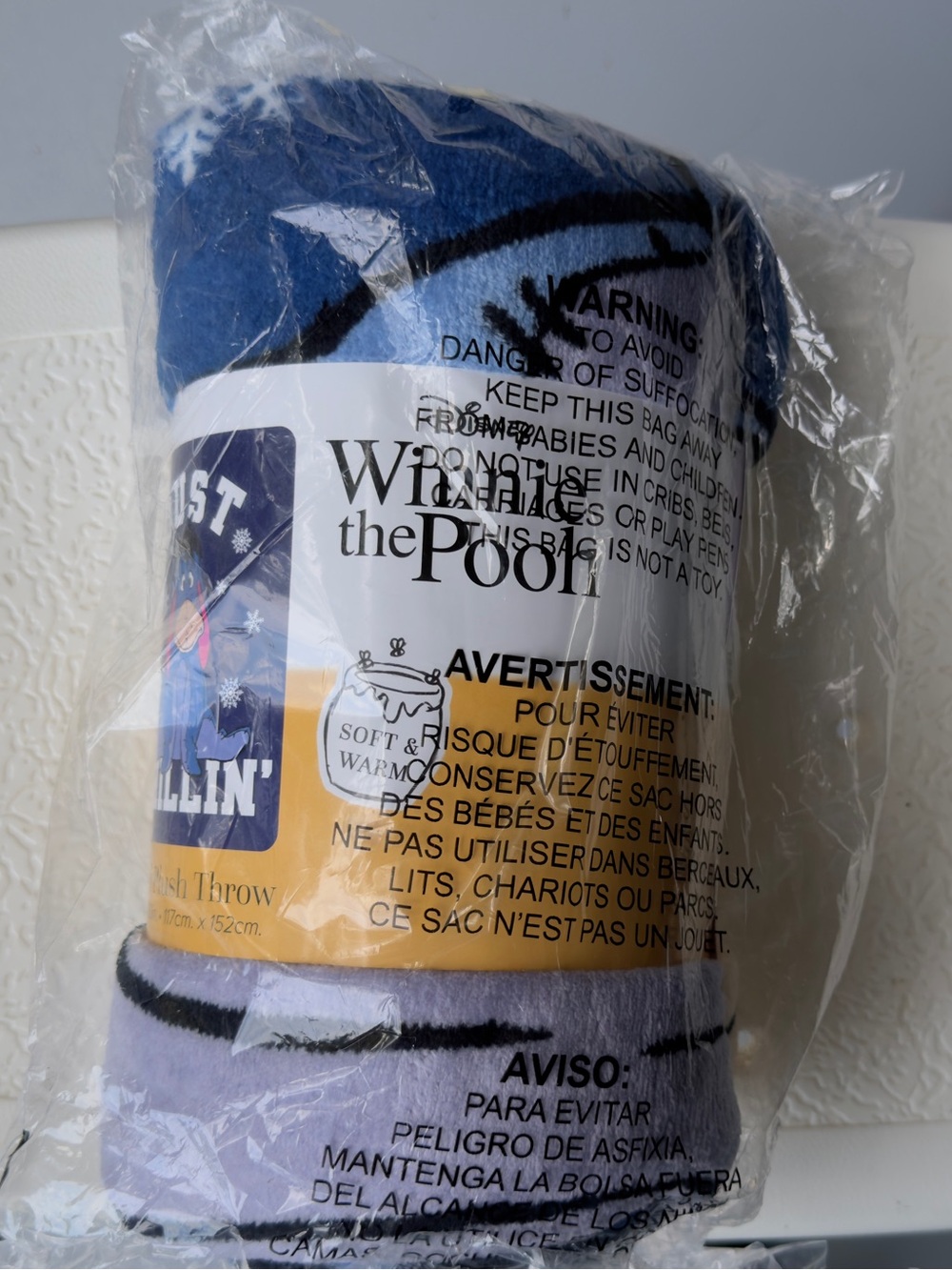 Disney Blue & Light Blue Winnie the Pooh Plush Throw Blanket
